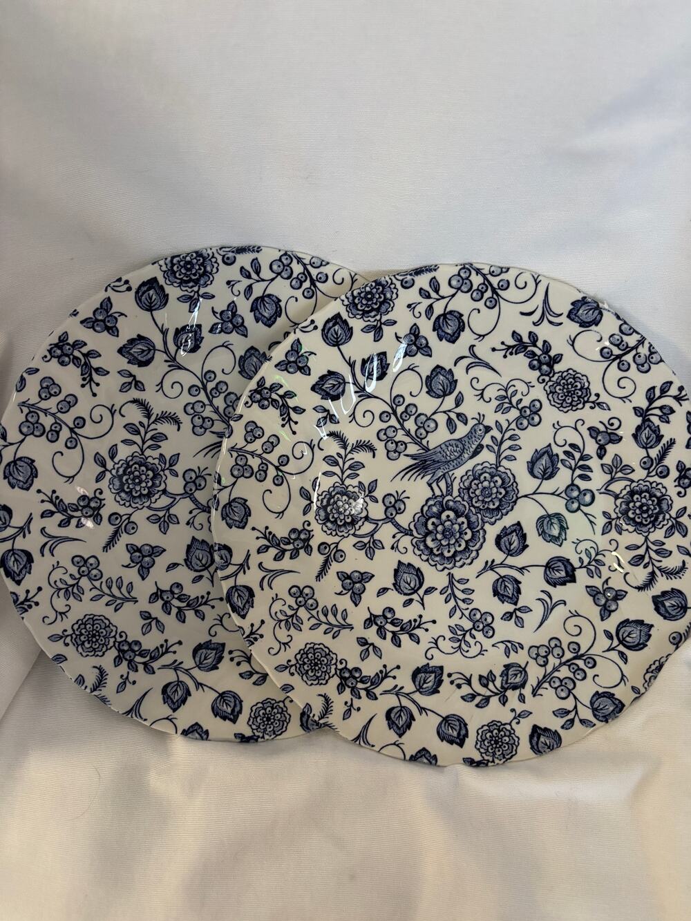 Royal Wessex Jacobean Blue Floral Pattern Dinner Plates Lot of 2